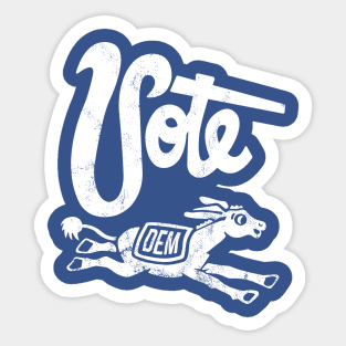 Vintage 1960's Vote Democrat Donkey (White) Sticker